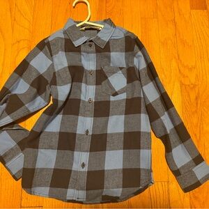 H&M buffalo check blue flannel button down size 7-8  New With Tags!